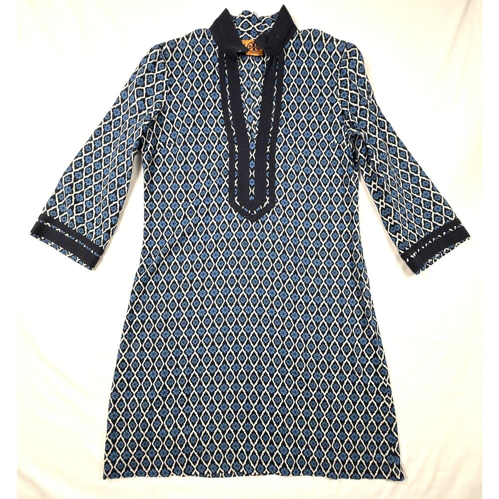 Tory Burch 100% Cotton Long Sleeve Sz 8 Tunic dress Cover Up Lightweight - Picture 2 of 13